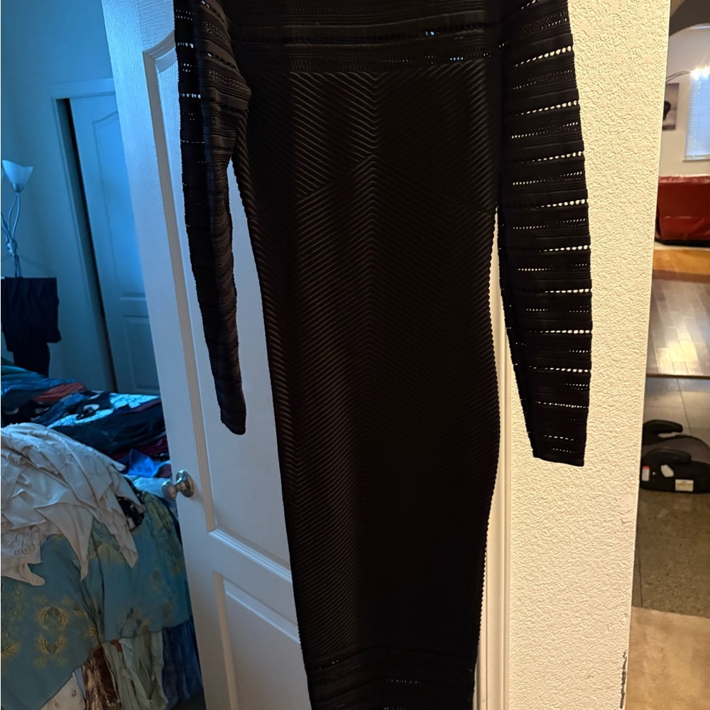 Ronny Kobo Collection Black Textured Dress